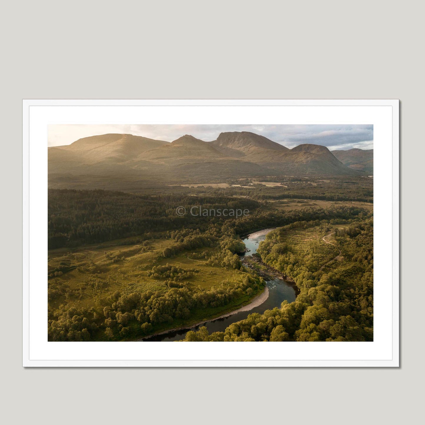 Clan Chattan - Tor Castle - Framed & Mounted Photo Print 40"x28" White Frame