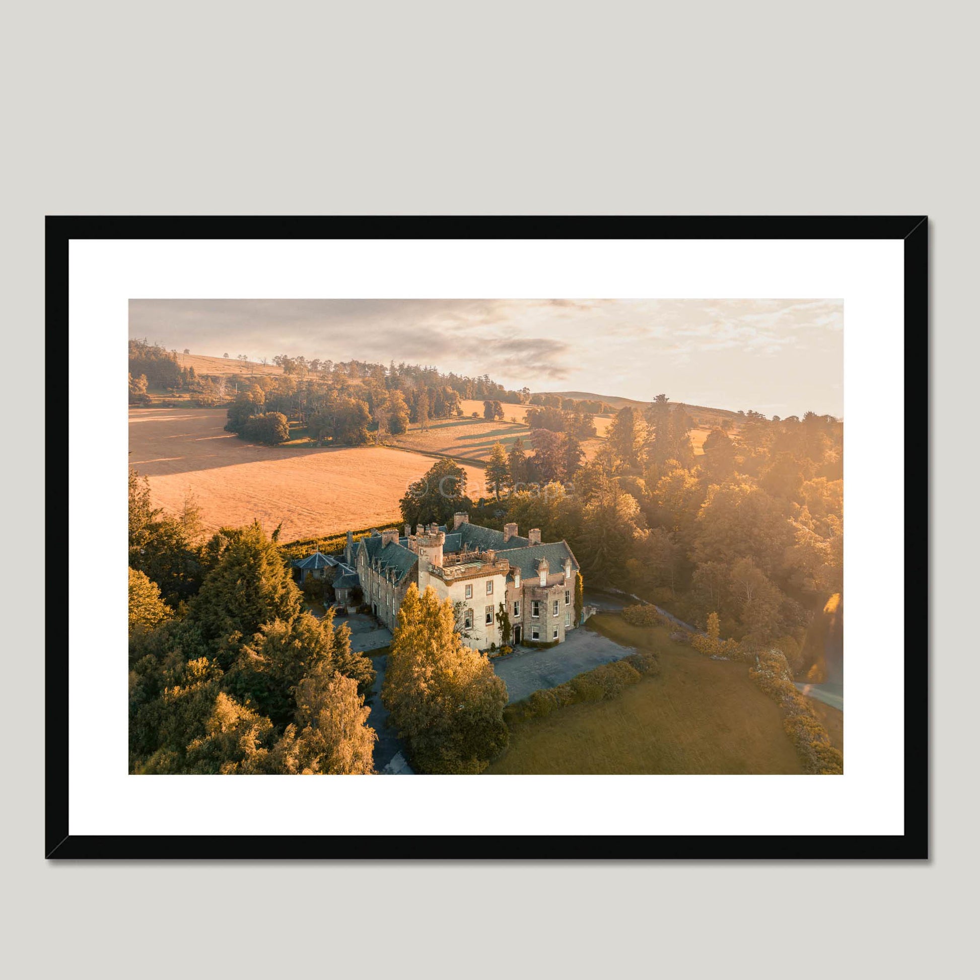 Clan Bain - Tulloch Castle - Framed & Mounted Photo Print 28"x20" Black