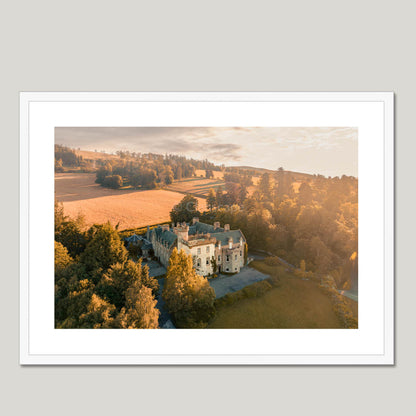 Clan Bain - Tulloch Castle - Framed & Mounted Photo Print 28"x20" White