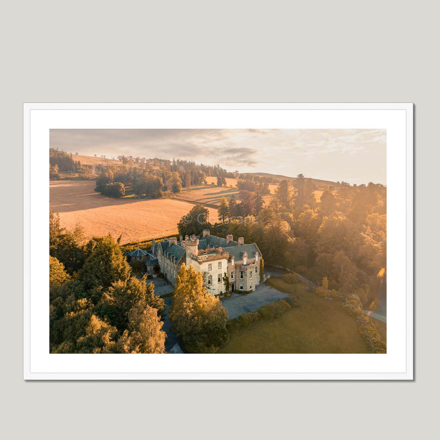 Clan Bain - Tulloch Castle - Framed & Mounted Photo Print 40"x28" White