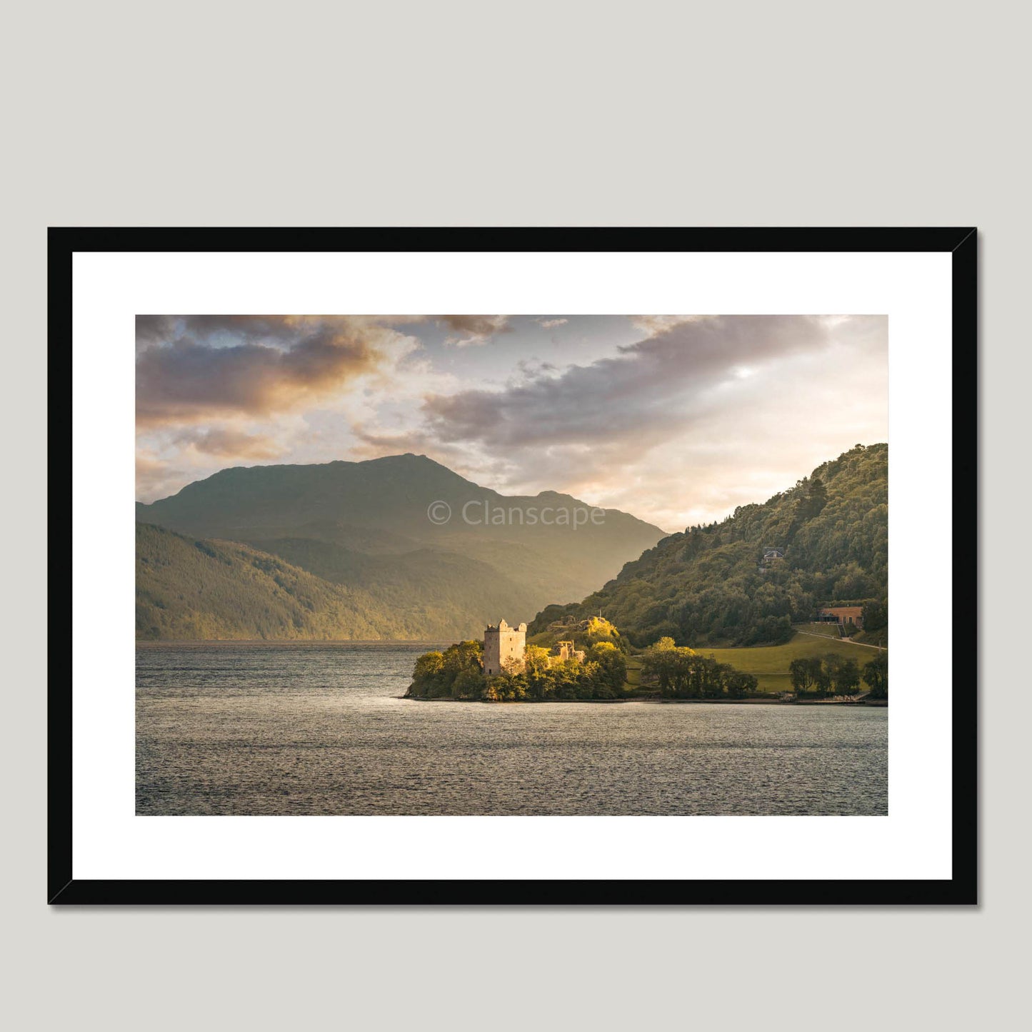 Clan Grant - Urquhart Castle - Framed & Mounted Photo Print 28"x20" Black